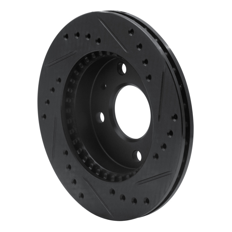 Nissan 200SX Brake Rotor (1) - Front Left - R1 Concepts - Drilled & Slotted - Black - `95-`00